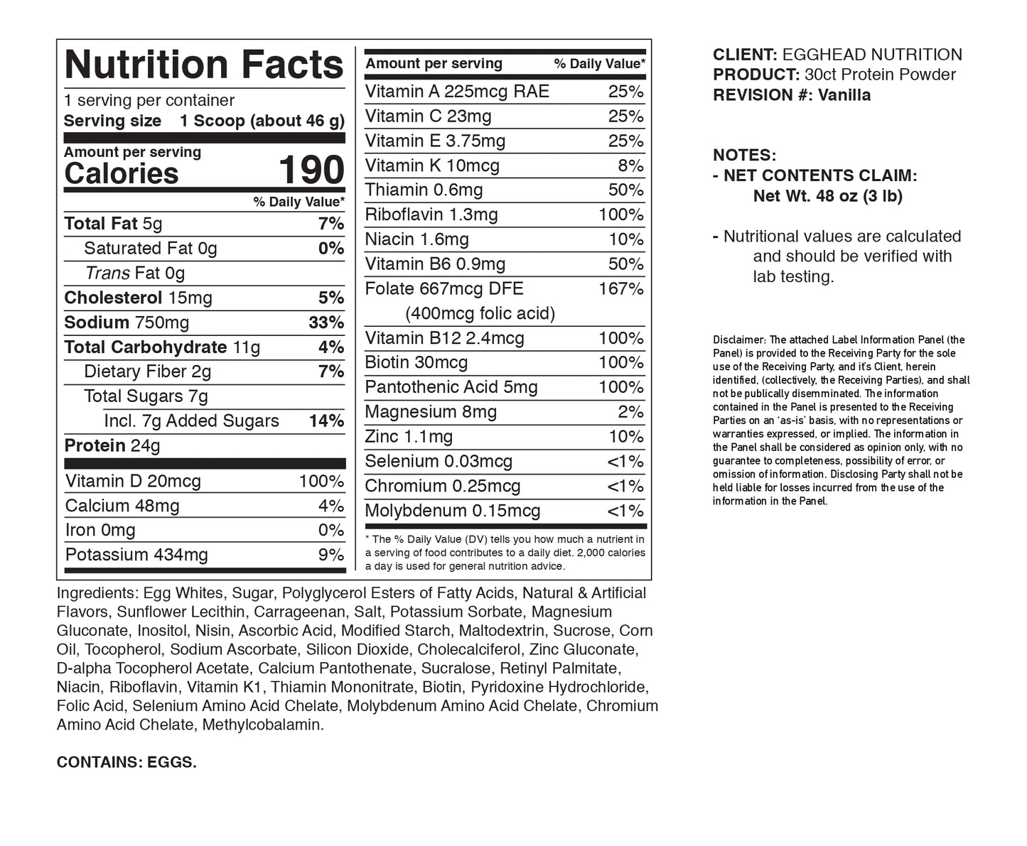 1 Scoop Protein Nutrition
